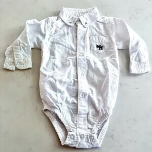Carters baby boys white oxford preppy dress button up shirt size 6 months